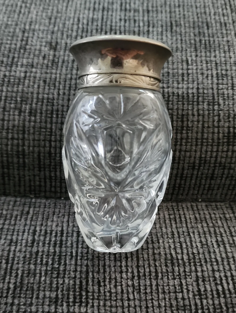 Ralph Lauren Body Lotion Bottle Cut Glass/ Silverplated Lid Vintage 1989 Empty